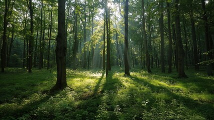 The environment: A peaceful forest glade bathed in sunlight