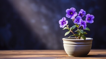 A purple violet flower. Flowers as a decoration for the windowsill and at home. Delicate flowers. - obrazy, fototapety, plakaty