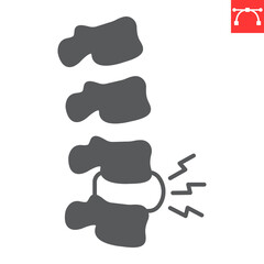 Spine pain glyph icon, body and human disease, back pain vector icon, vector graphics, editable stroke solid sign, eps 10.
