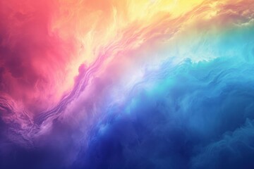Vivid Rainbow with clouds balls. Party shape. Generate Ai - obrazy, fototapety, plakaty
