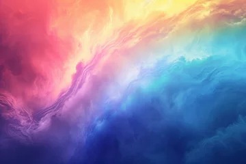 Foto op Plexiglas Vivid Rainbow with clouds balls. Party shape. Generate Ai © anatolir