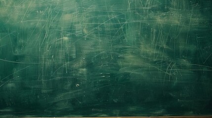 Close-up view of blank green chalkboard in classroom setting, educational background for teaching and learning concepts, copy space available for text or graphics