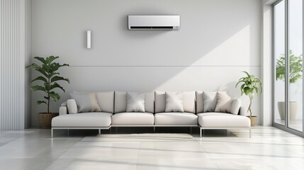 Fototapeta premium Living room interior with air conditioner. Interior design