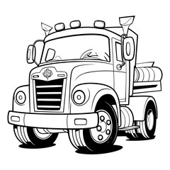 Black and White Cartoon Illustration of a Truck for Coloring Book