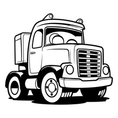 Vector illustration of a truck on a white background. Monochrome image.