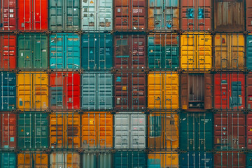 A wall of shipping containers. Stacked high. The containers began to rust and deteriorate.