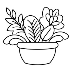 Plant in pot icon. Outline plant in pot vector icon for web design isolated on white background