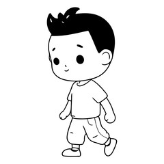 Obraz na płótnie Canvas Cute cartoon boy walking of a little boy.
