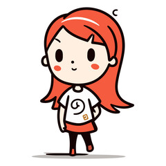 Cute Red Haired Girl Cartoon Character Vector Illustration Design.