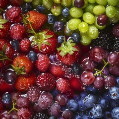 Obraz premium Vibrant Succulent Berries, Freshness Captured in Sparkling Droplets 