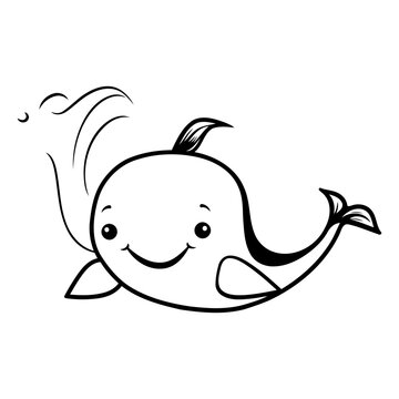 Cute cartoon whale isolated on a white background.