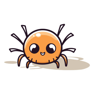 Cute cartoon spider isolated on a white background.