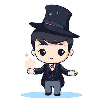 Cute detective boy cartoon character vector illustration. Cute detective boy cartoon character.