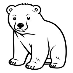 Black and White Cartoon Illustration of Bear Animal for Coloring Book