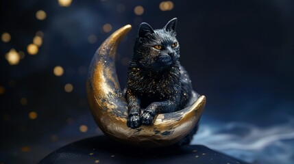 Celestial lucky cat with starry fur