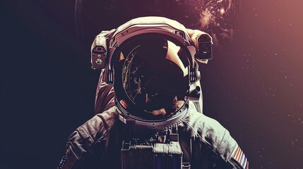 Astronaut helmet reflection - obrazy, fototapety, plakaty