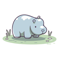 Cute cartoon hippo of a wild animal.