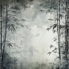 gray bamboo background with grungy text