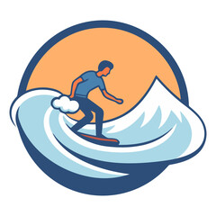 Surfer icon of a surfer riding a wave.