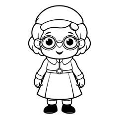 Cute Grandmother Cartoon Mascot Character Vector Illustration.