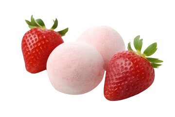 Mochi strawberry isolated on transparent background.