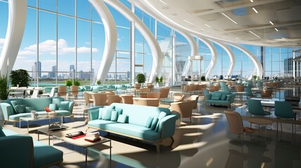 Obraz premium Modern and stylish empty office 3d render Image. Interior Design
