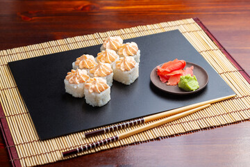 Sushi, Lava rolls. Lunch. Japanese food.