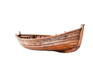 Solitary Wooden Boat Resting on Blank Canvas.