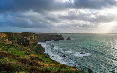 Fototapeta na wymiar view of the coast of the sea in Brittany 