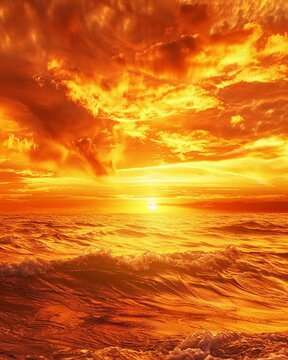 A golden sunset paints the sky with hues of orange and red, a natural masterpiece , super detail