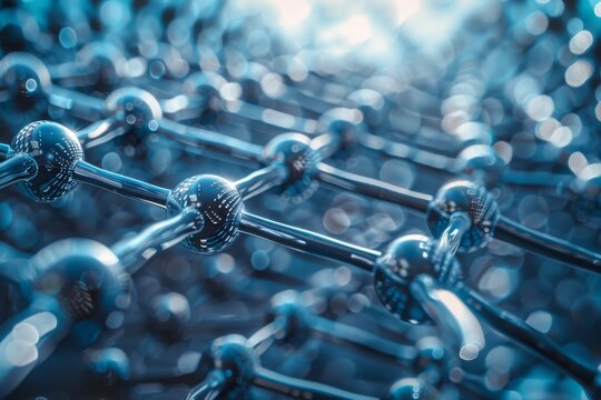 A three-dimensional lattice network illustrates a complex molecular structure