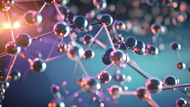 molecule or atom, Abstract structure for Science or medical background, 3d illustration, science, atom, abstract, chemistry, structure, blue, chemical, background.