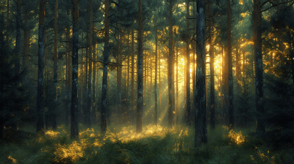 sunrise in the forest