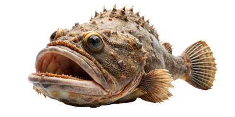 A dangerous stonefish with aggressive posture and spines

A dangerous stonefish with aggressive posture and spines
