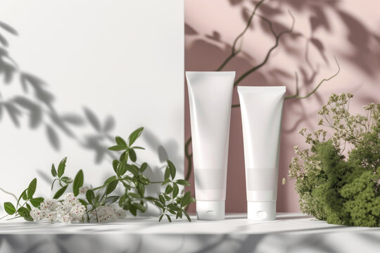 Beauty Product Mockup: Hand Cream in White Tube, Front Perspective