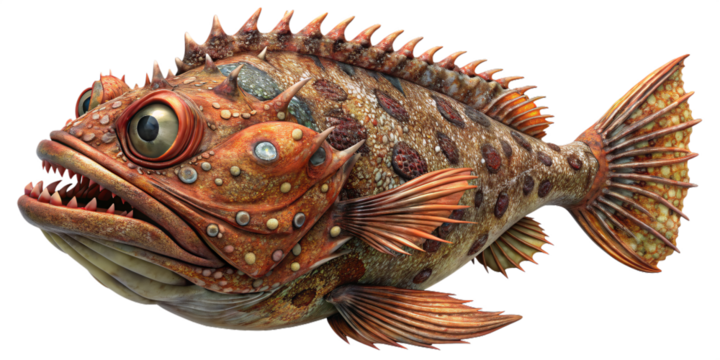 A dangerous stonefish with aggressive posture and spines

A dangerous stonefish with aggressive posture and spines
