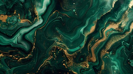 Shiny Green and Gold Marble Art background