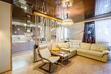 standard interior apartment. living room with sofa