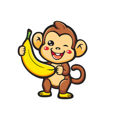 funny cute young little monkey with banana