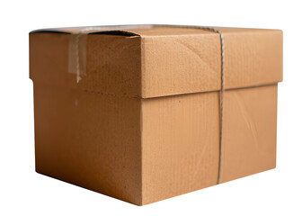 image showcases a brown paper box on a transparent surface png