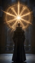 Man with Light Orbs - Magic and Power Concept