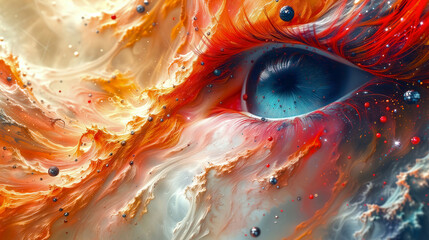 Abstract background eye with colorful  paint, colorful modern art concept artistic wallpaper