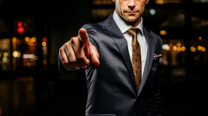 pointing finger of a man in suit, successful businessman is looking for employees - 765015510