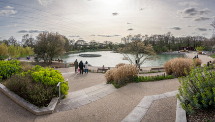 Gennevilliers, France - 03 16 2024: Chanteraines park. Nature in bloom in spring season. View of...