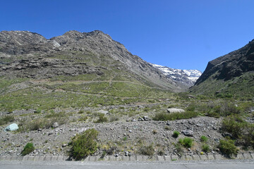 Andes mountain in summer with little snow