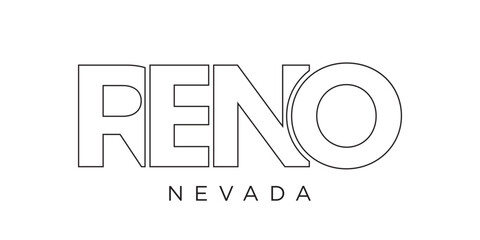 Reno, Nevada, USA typography slogan design. America logo with graphic city lettering for print and web.