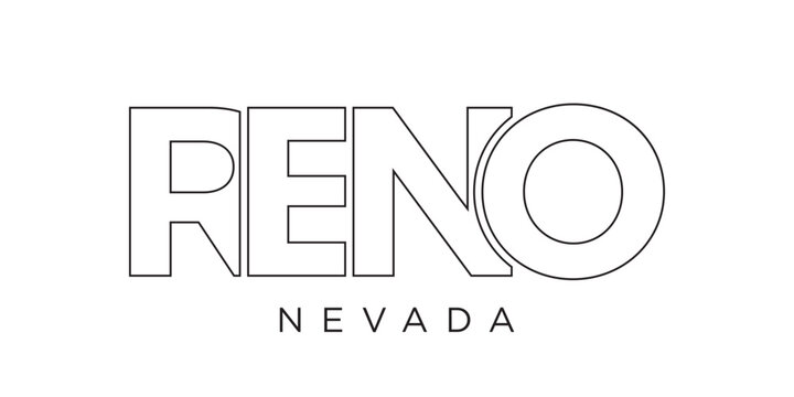 Reno, Nevada, USA typography slogan design. America logo with graphic city lettering for print and web.