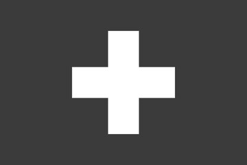 Switzerland flag - greyscale monochrome vector illustration. Flag in black and white