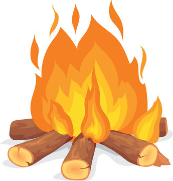 Burning campfire cartoon icon. Bonfire fire flame