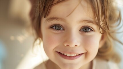 Beautiful white teeth and smiling face of a little girl